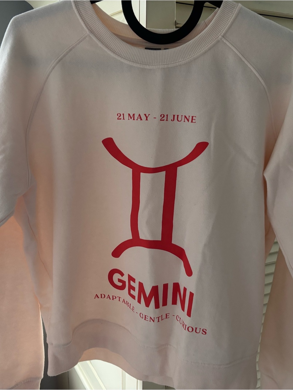 Anthropologie Light Pink Sweatshirt with Red Gemini Graphic